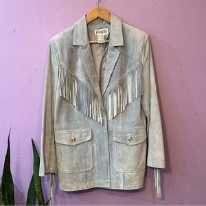 SOLD- Vintage Western Suede Leather Jacket With Fringe